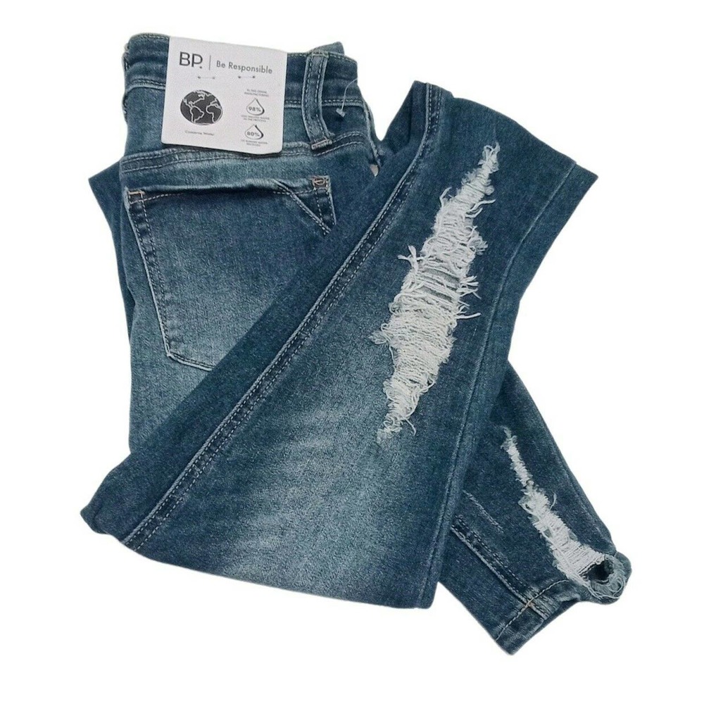 Size 4 26" BP Hi Rise Skinny Jeans Womens Distressed Ripped Blue Denim 5 Pocket